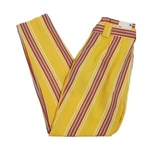 Express Yellow Pants with Red and White Stripes